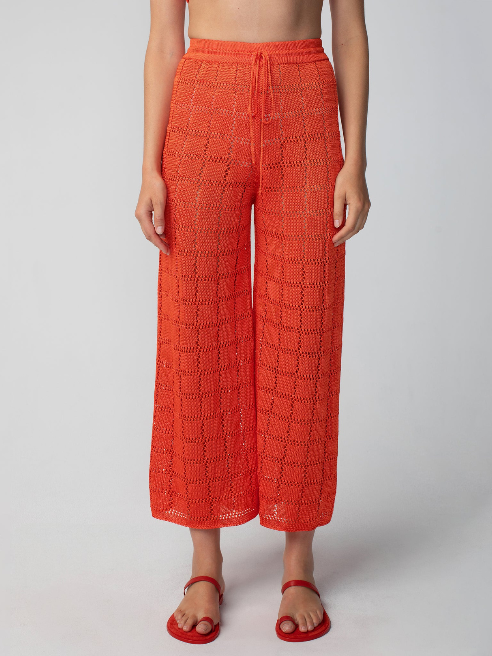 TOMATO RED PATCHWORK TROUSERS