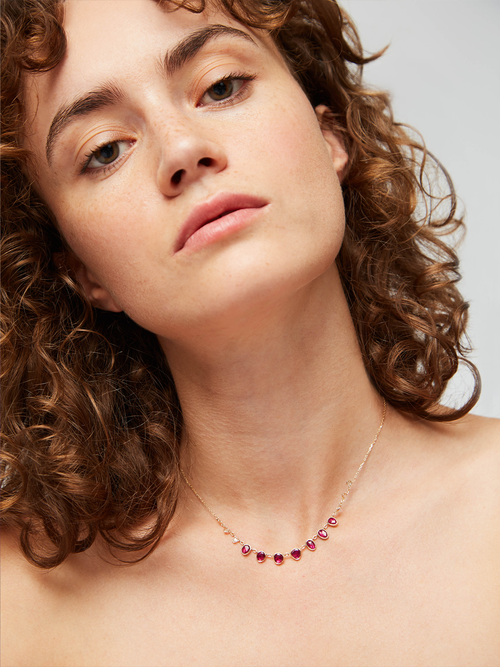 ROSECUT RUBY AND DIAMOND NECKLACE