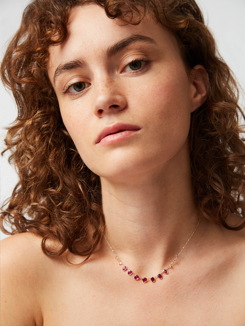 ROSECUT RUBY AND DIAMOND NECKLACE