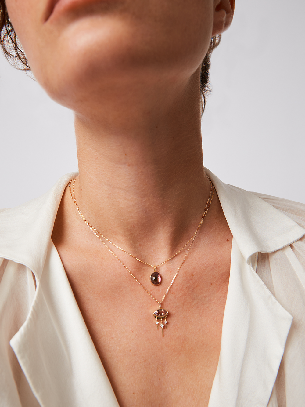 WATERMELON TOURMALINE NECKLACE AND PENDANT