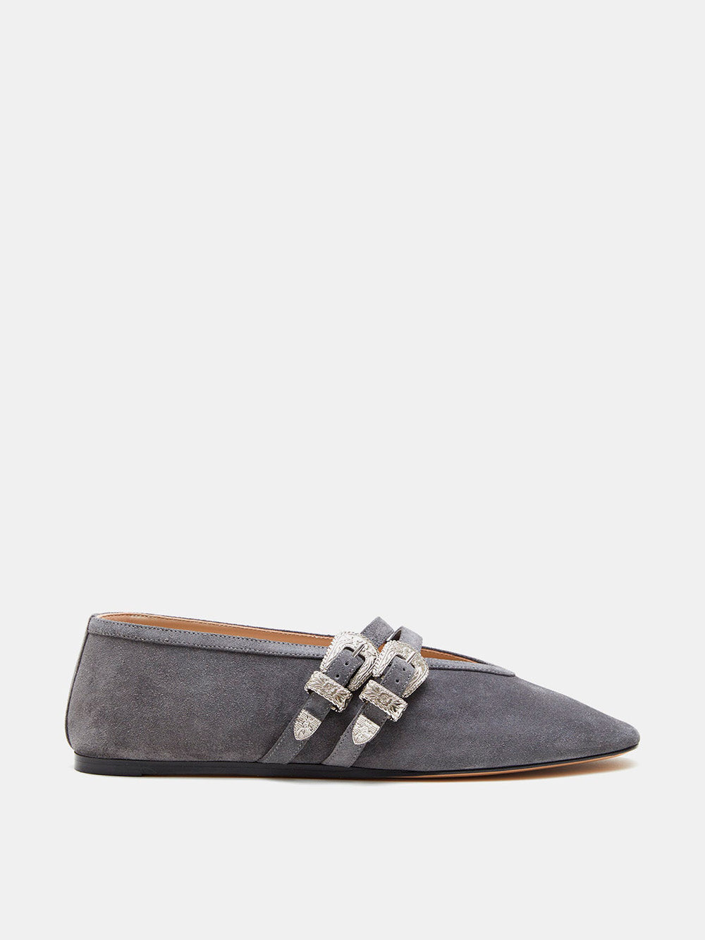 CLAUDIA ANTHRACITE SUEDE BALLERINAS