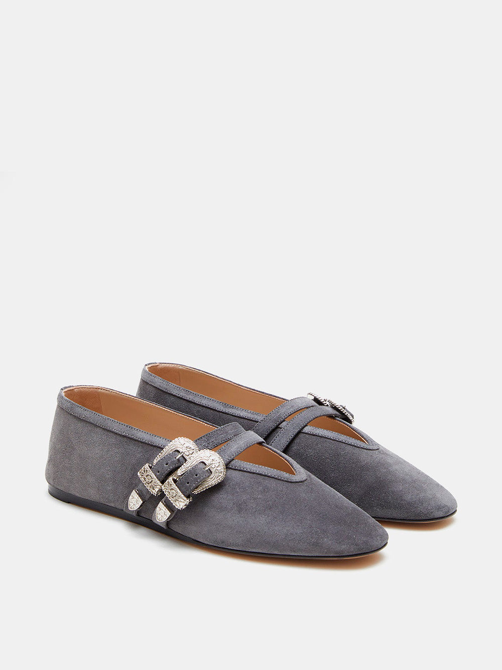 CLAUDIA ANTHRACITE SUEDE BALLERINAS