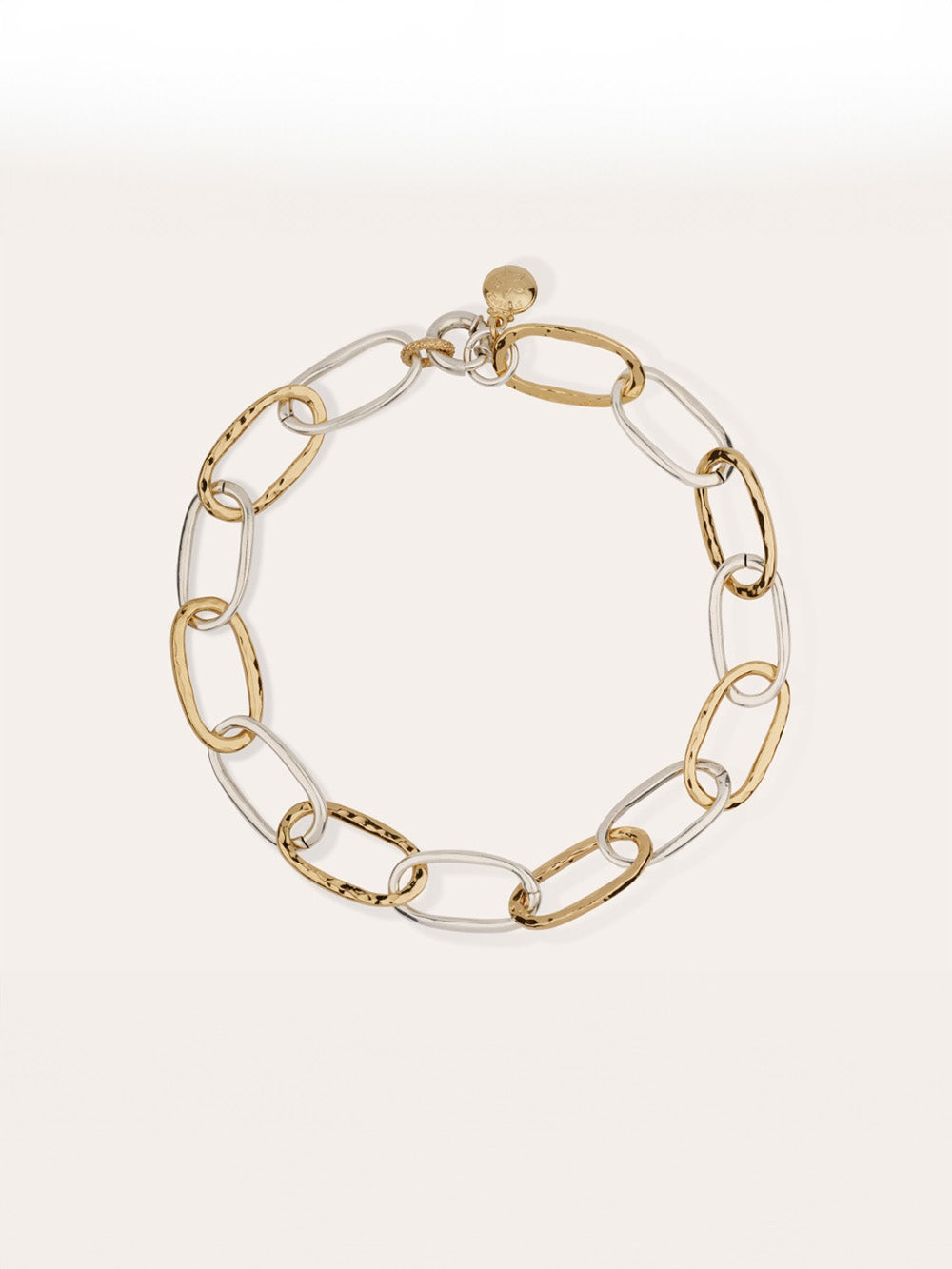 COLLIER MAILLE OVALE BICOLORE