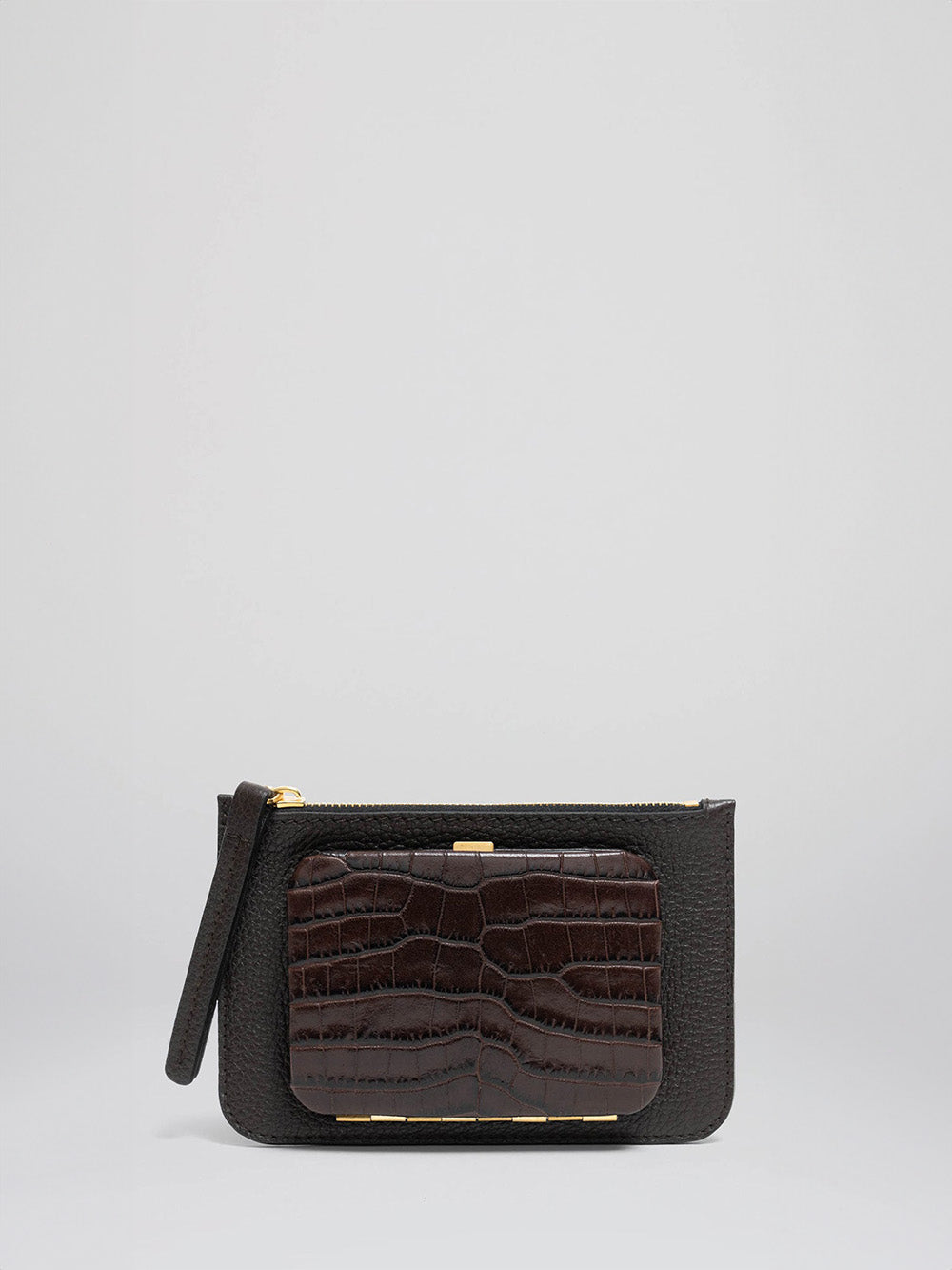 PORTE CARTE NASH MOCHA BRANDON & CHOCOLATE CROCO