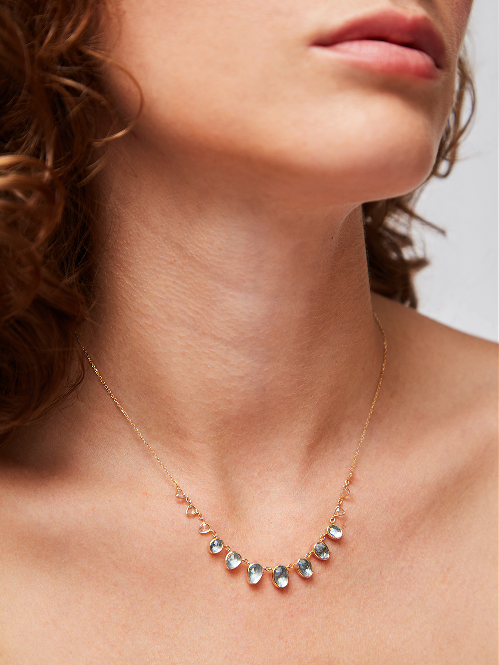 COLLIER AIGUE-MARINE ET DIAMANTS