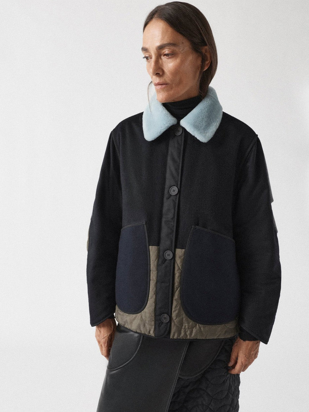 SHEARLING COLLAR SKY BLUE