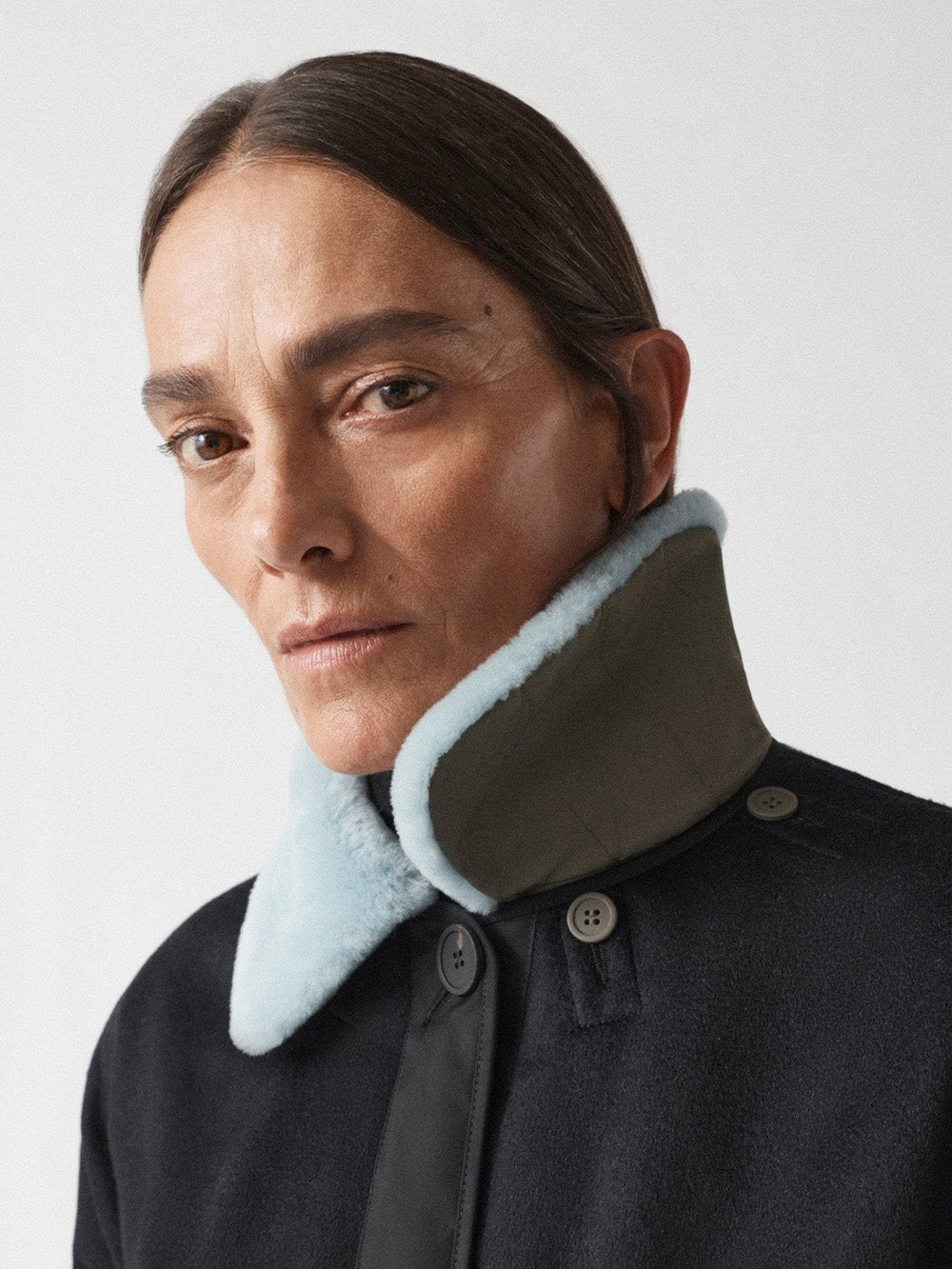 SHEARLING COLLAR SKY BLUE