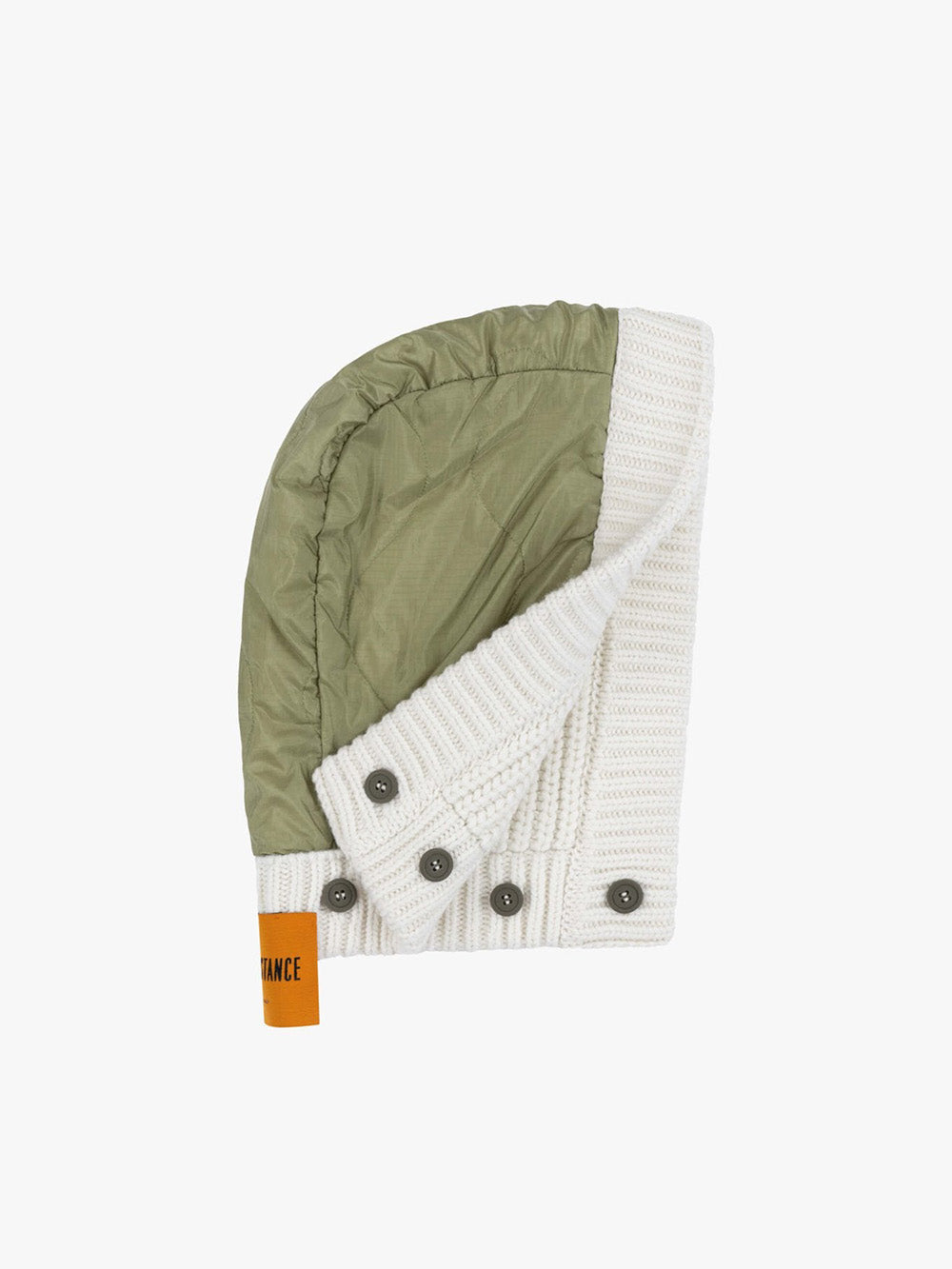 IVORY & PALE SAGE KNITTED HOOD