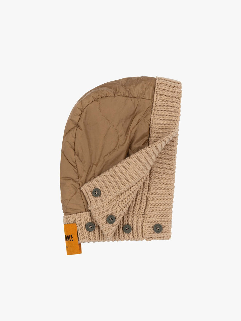 CAMEL & MOCHA BROWN KNITTED HOOD