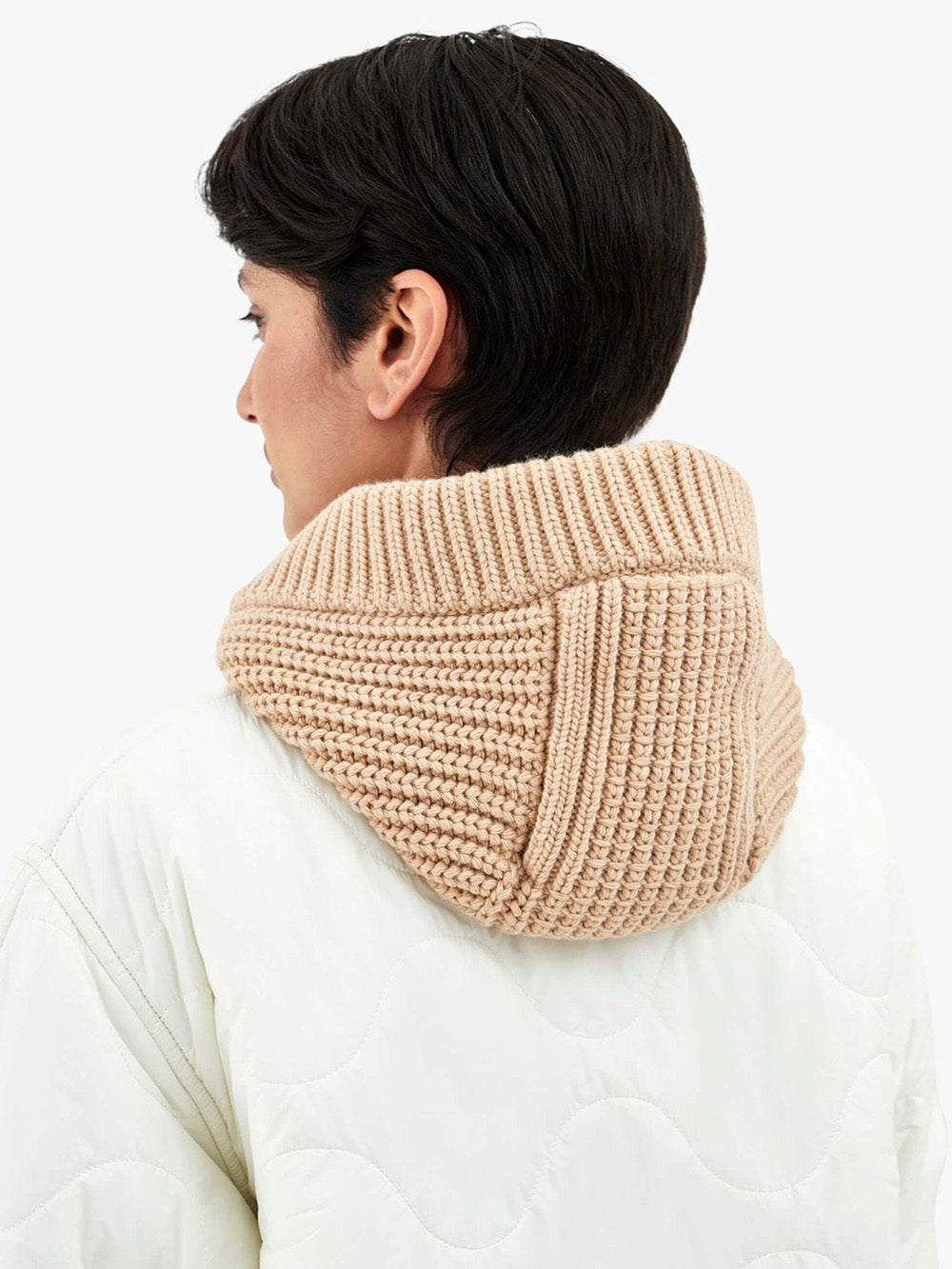 CAMEL & MOCHA BROWN KNITTED HOOD