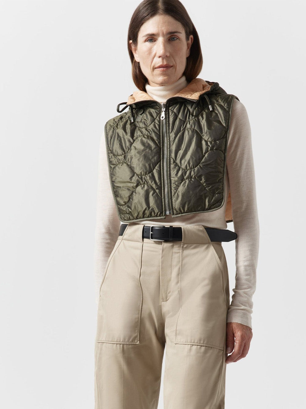 CAPUCHE ZIP QUILT OLIVE & PEACH
