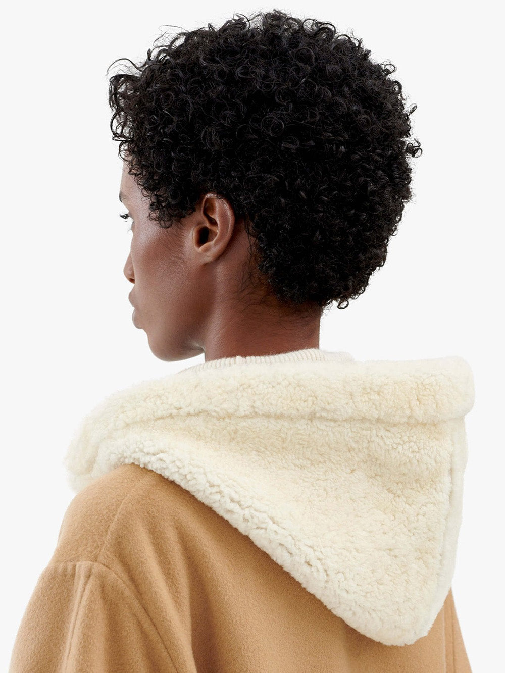 TAN LEATHER SHEARLING HOOD