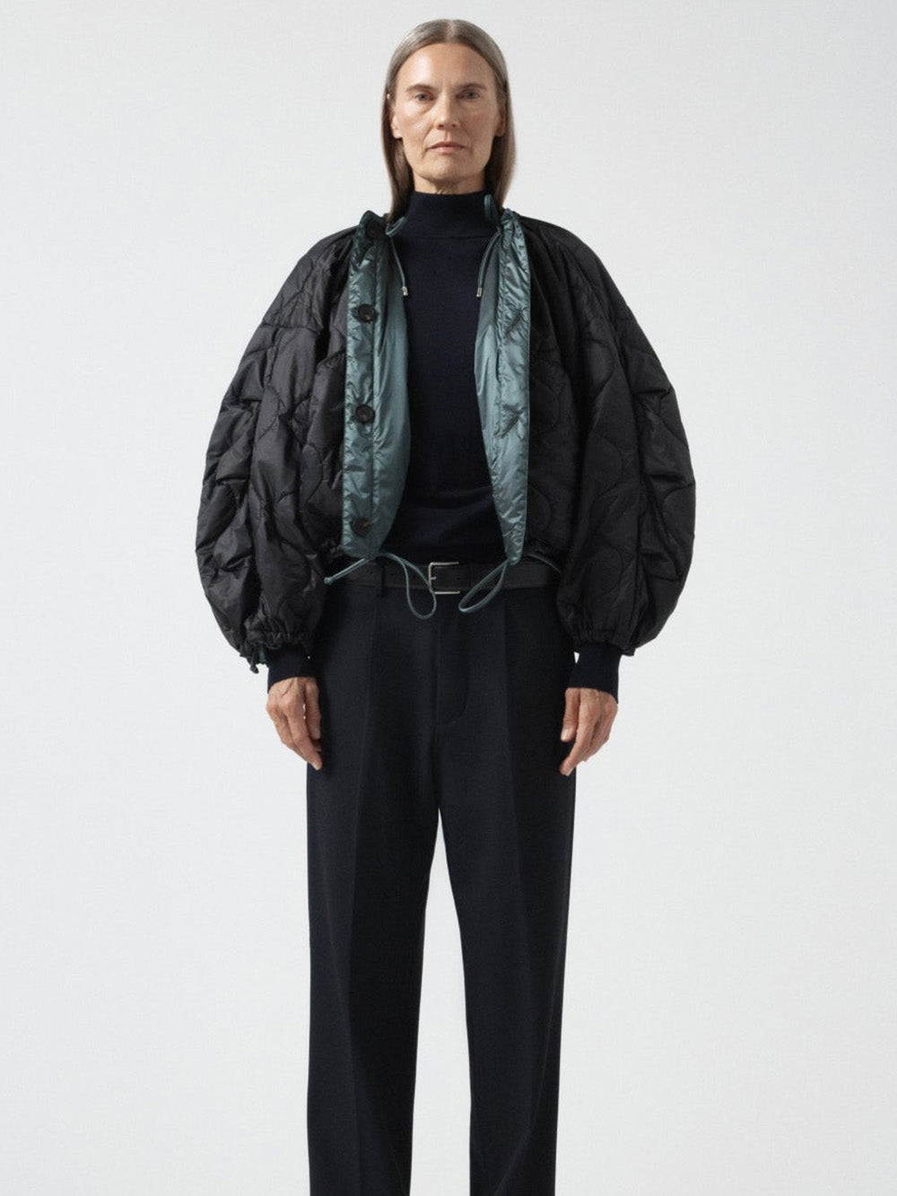 BOMBER PARACHUTE QUILT MINERAL GREEN & BLACK