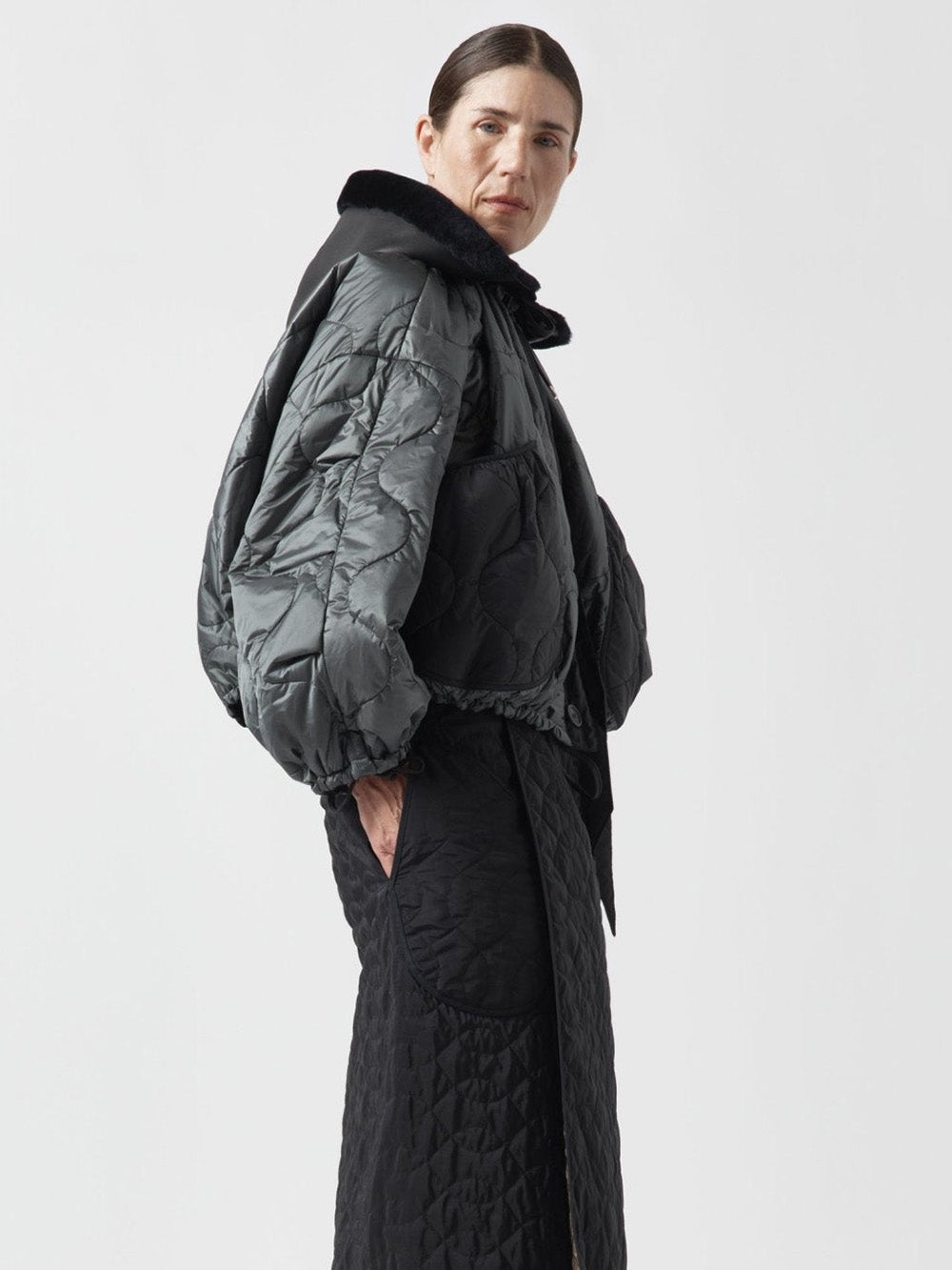 BOMBER PARACHUTE QUILT BLACK ANTHRACITE