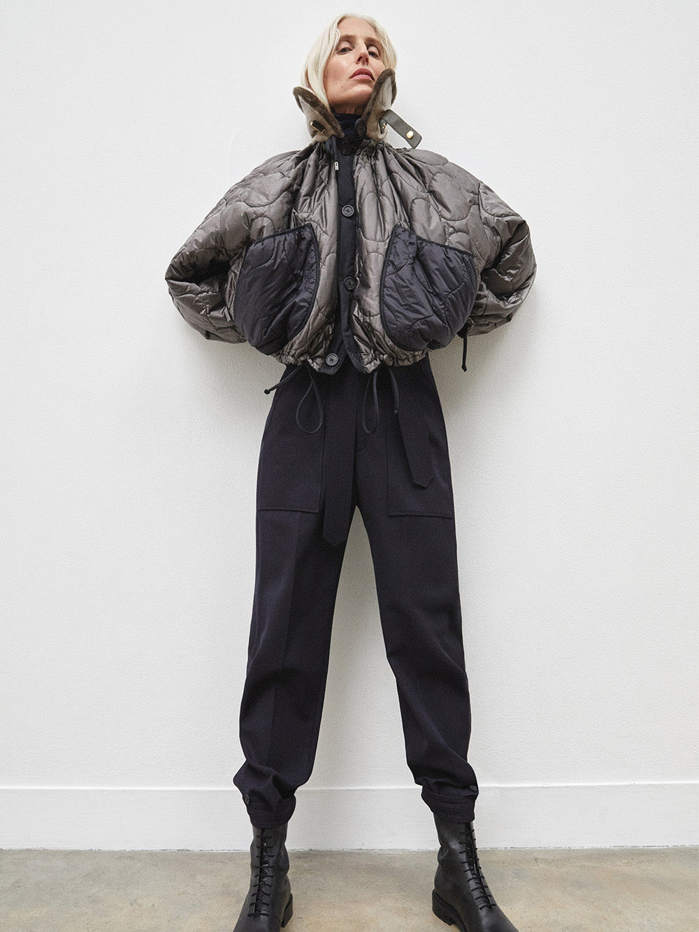 BOMBER PARACHUTE QUILT BLACK ANTHRACITE