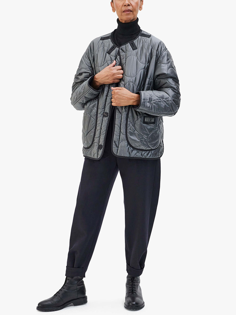 CROPPED QUILT ANTHRACITE BLACK