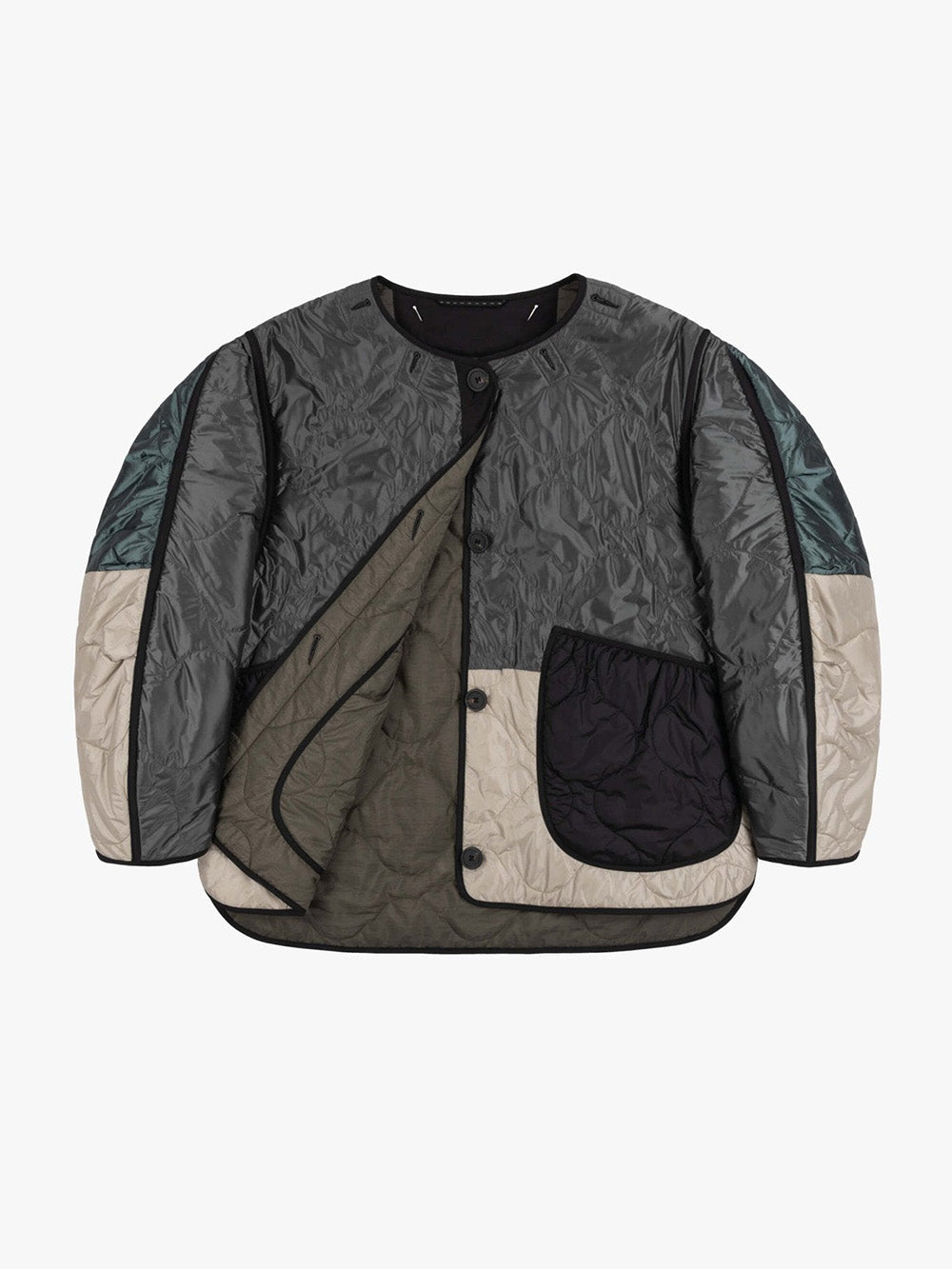 VESTE PATCHWORK QUILT MINERAL GREEN & OLIVE