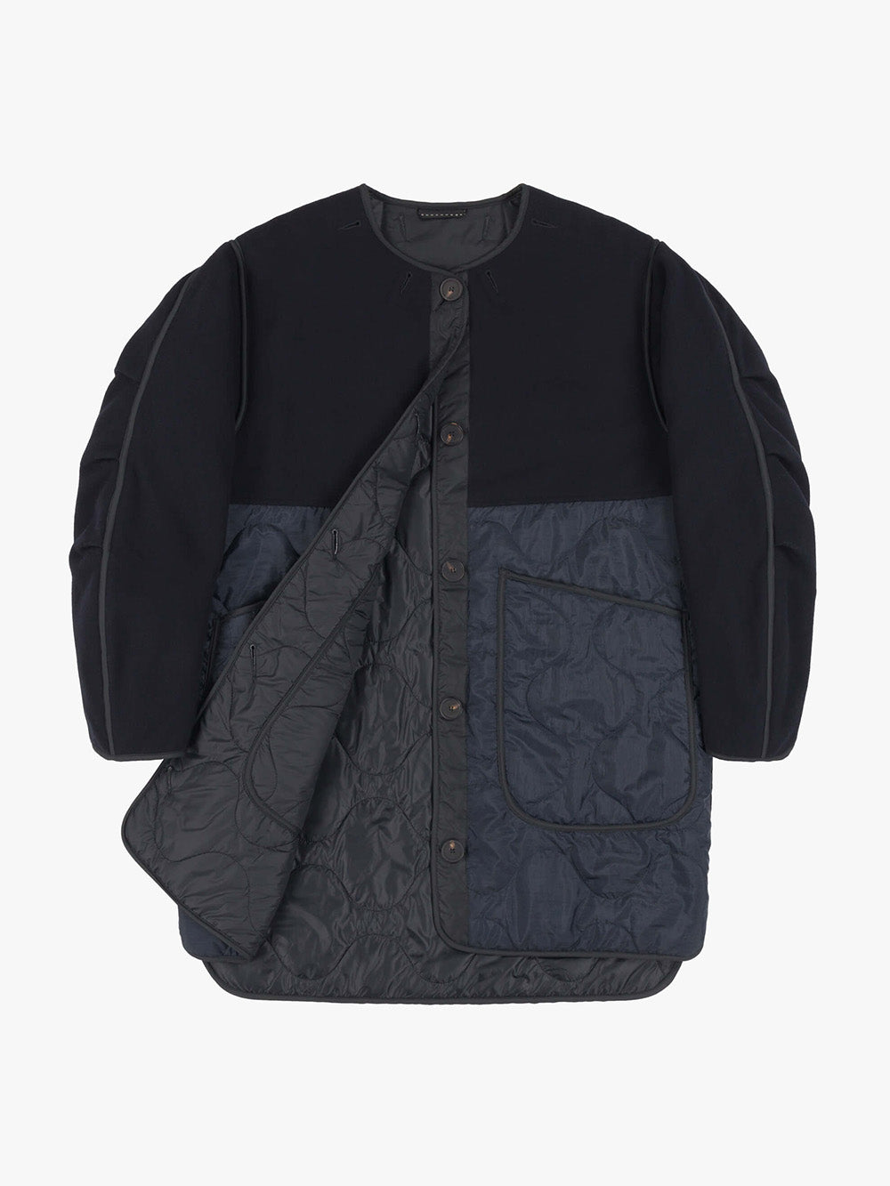 WOOL QUILT NAVY JACKET