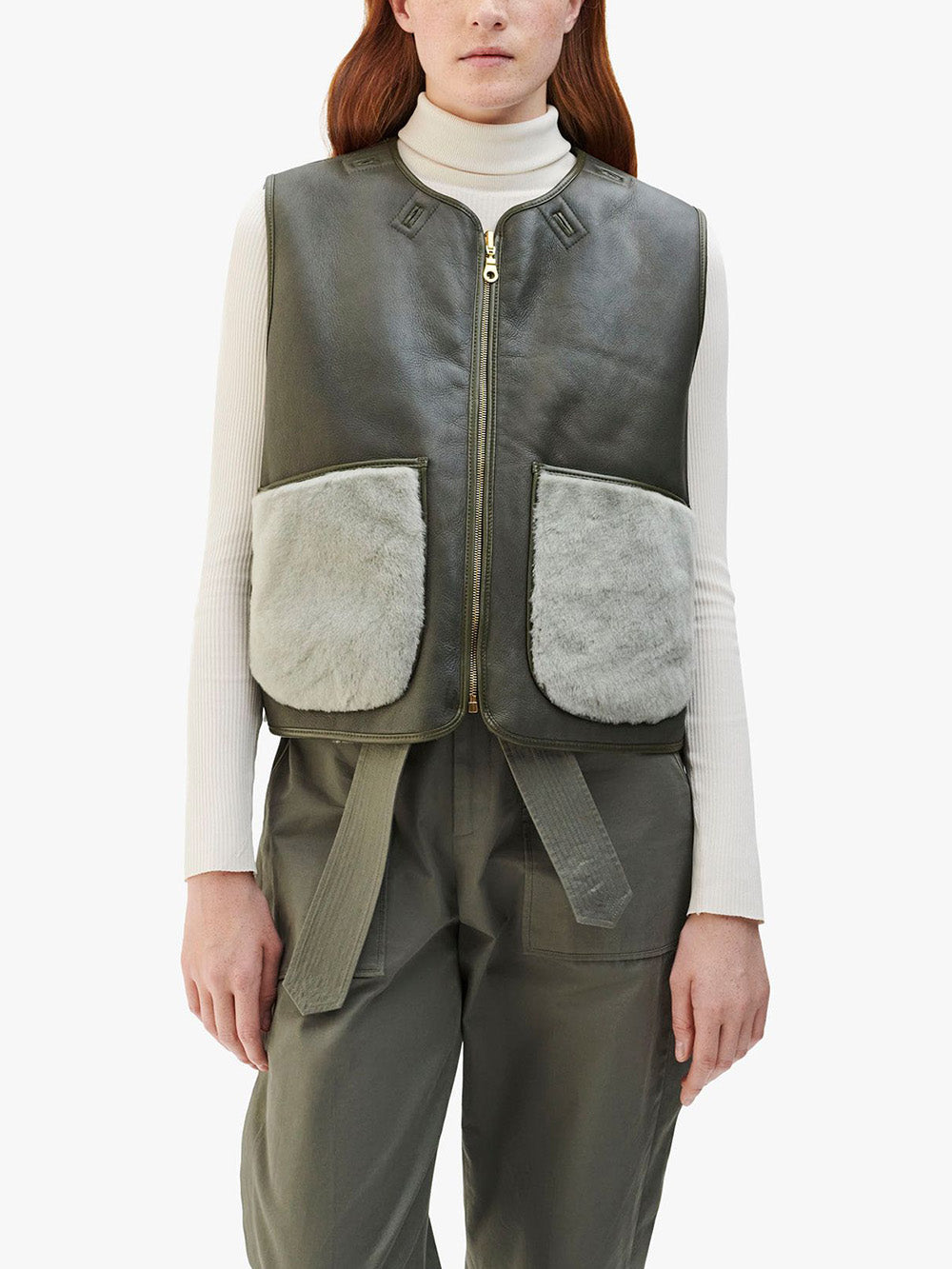 VESTE CROPPED AVIATOR OLIVE & SAGE