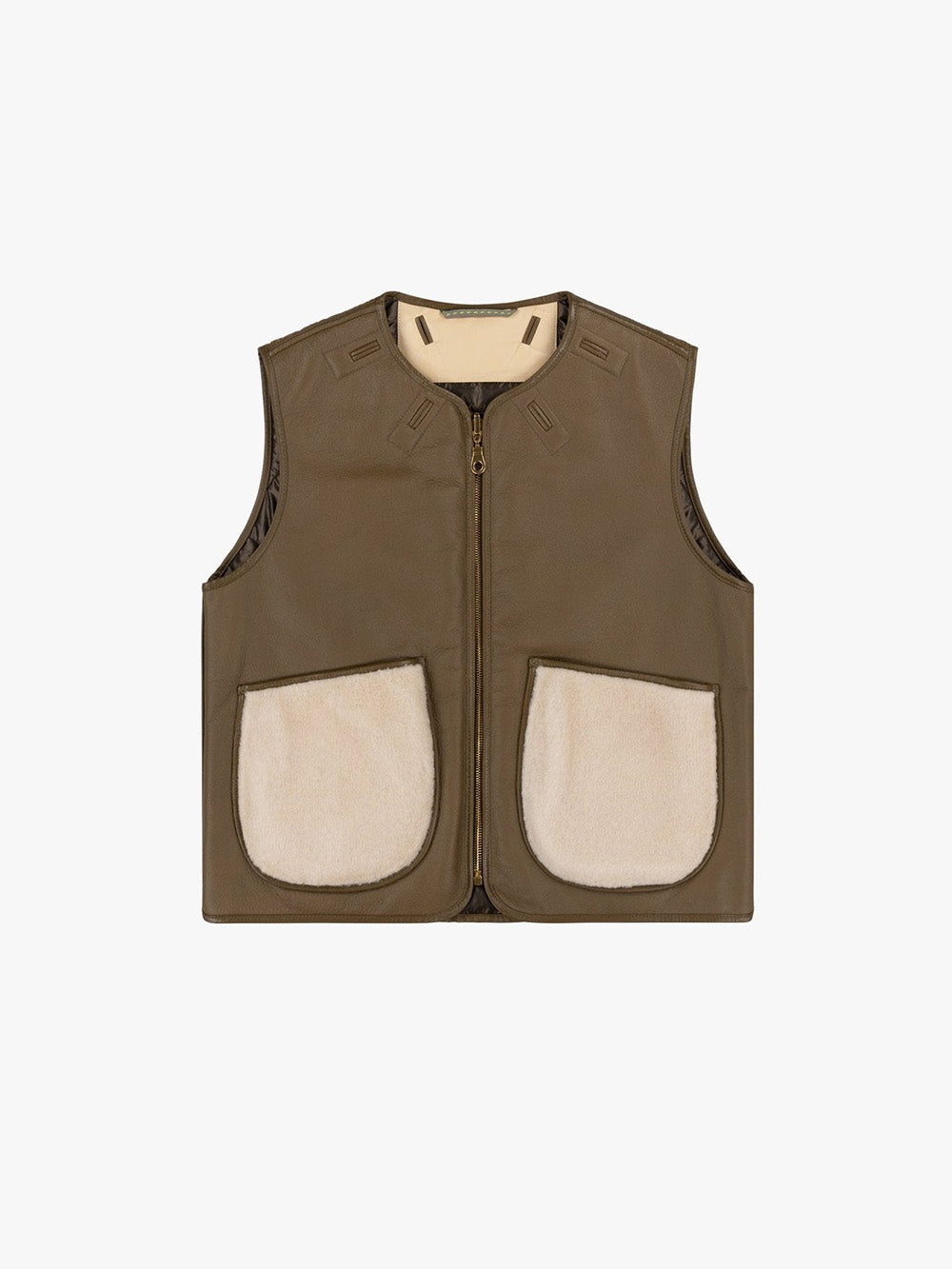 CROPPED AVIATOR VEST MOSS BLUSH