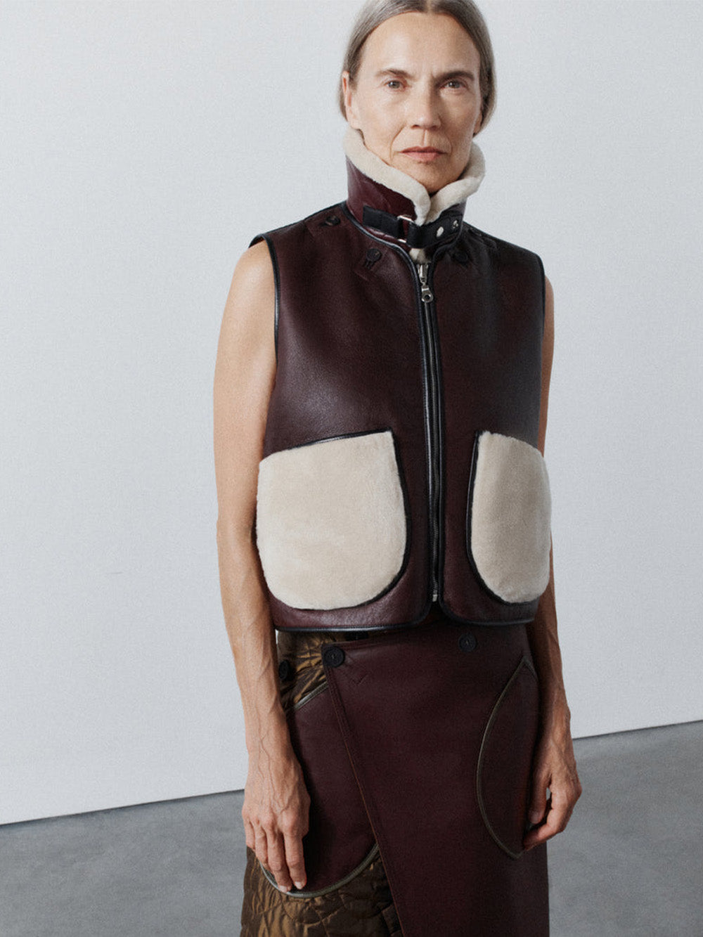 VESTE CROPPPED AVIATOR OXBLOOD AMBER
