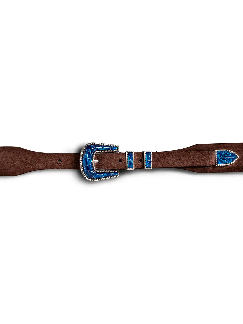 CEINTURE CRAZY SUEDE BROWN BLUE
