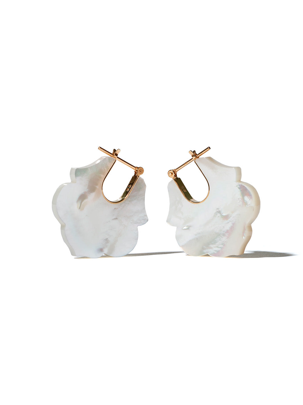 CREST LOTUS WHITE MOTHER-OF-PEARL EARRINGS
