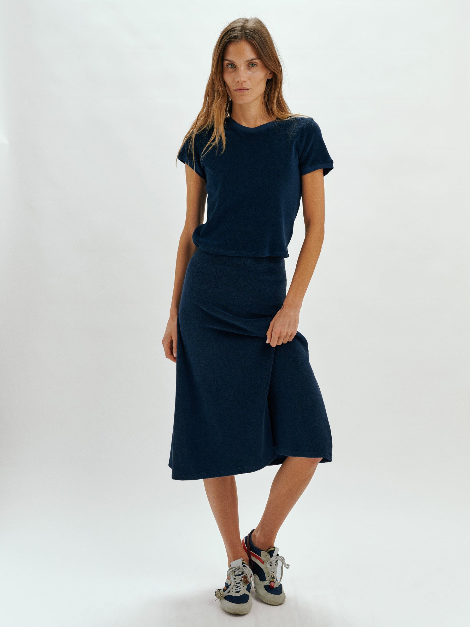 SIENNA NAVY MIDI SKIRT