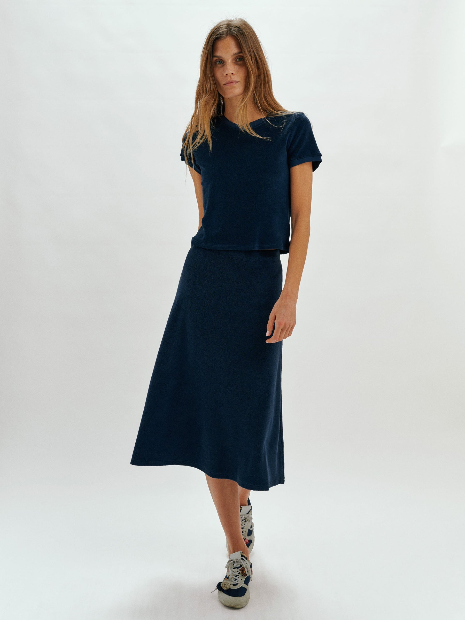 SIENNA NAVY MIDI SKIRT