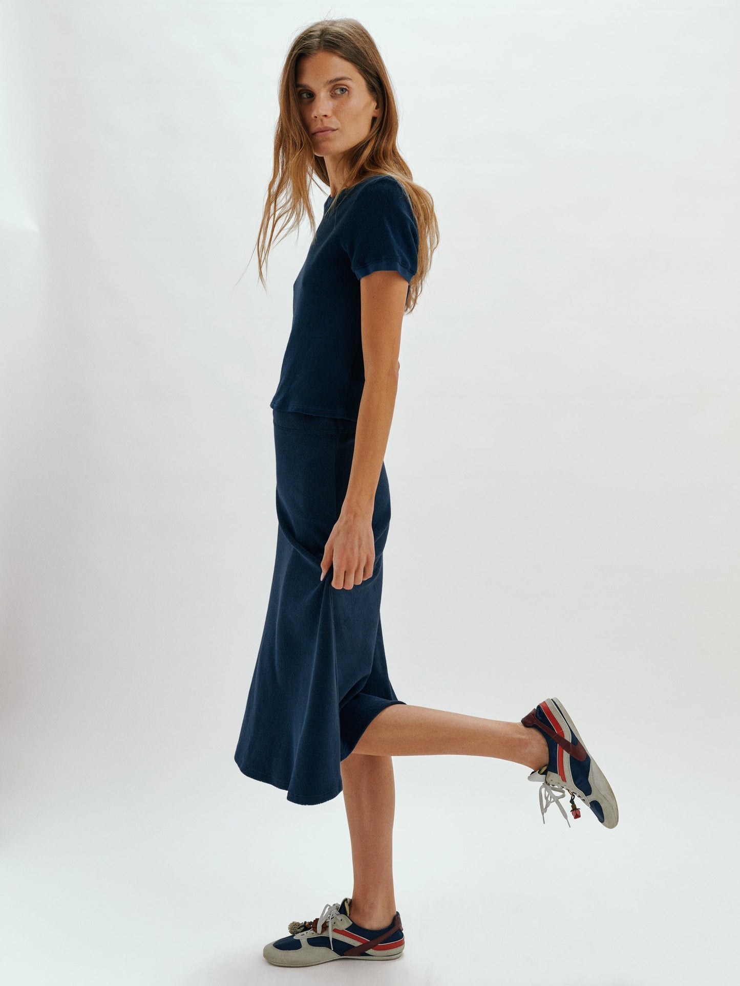 JUPE MIDI SIENNA NAVY