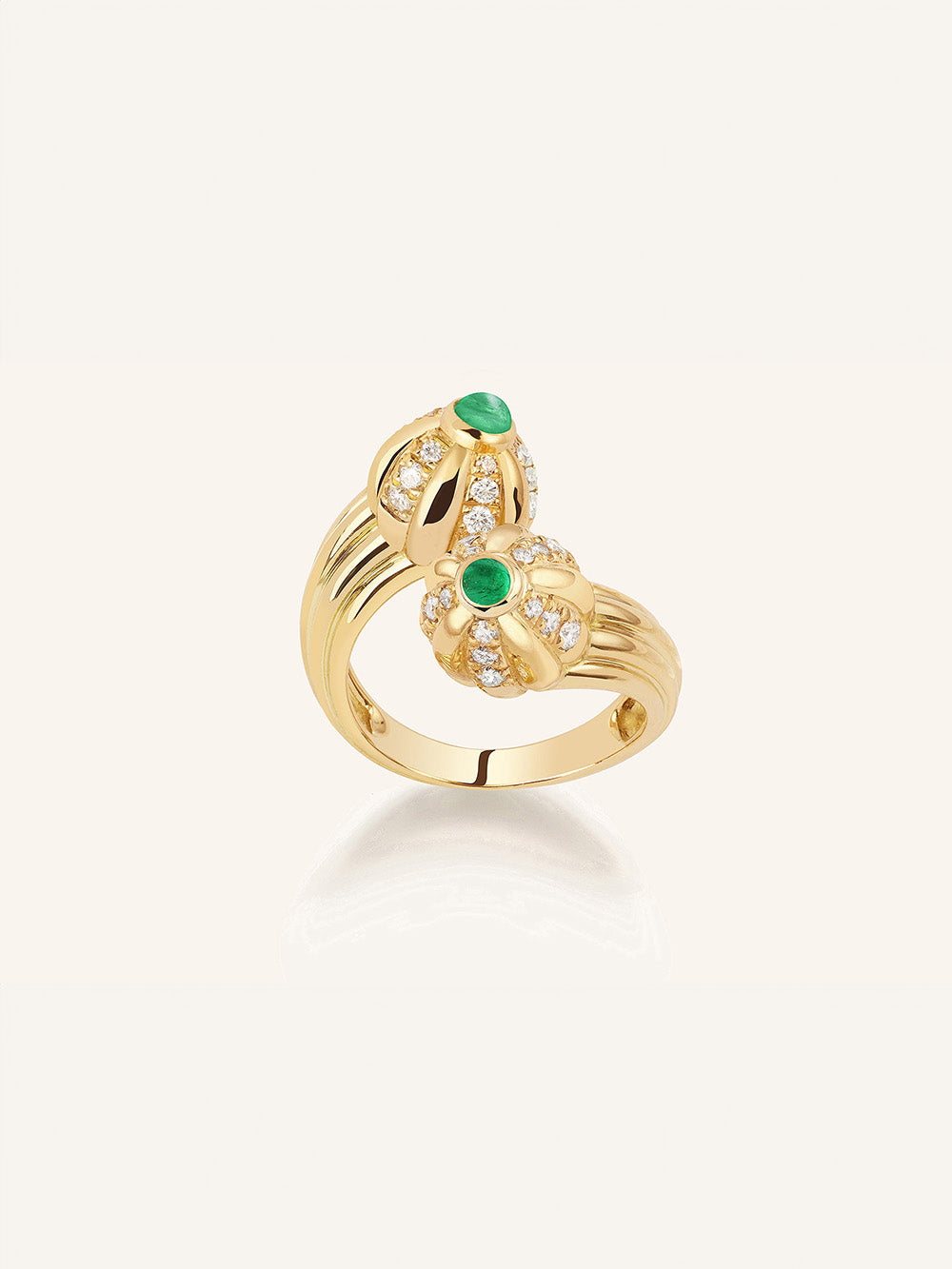 DOUBLE GELATO RING WITH DIAMONDS & EMERALDS