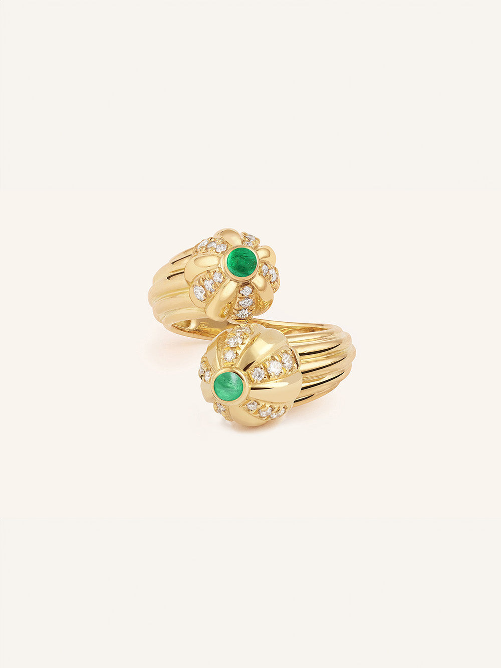 DOUBLE GELATO RING WITH DIAMONDS & EMERALDS