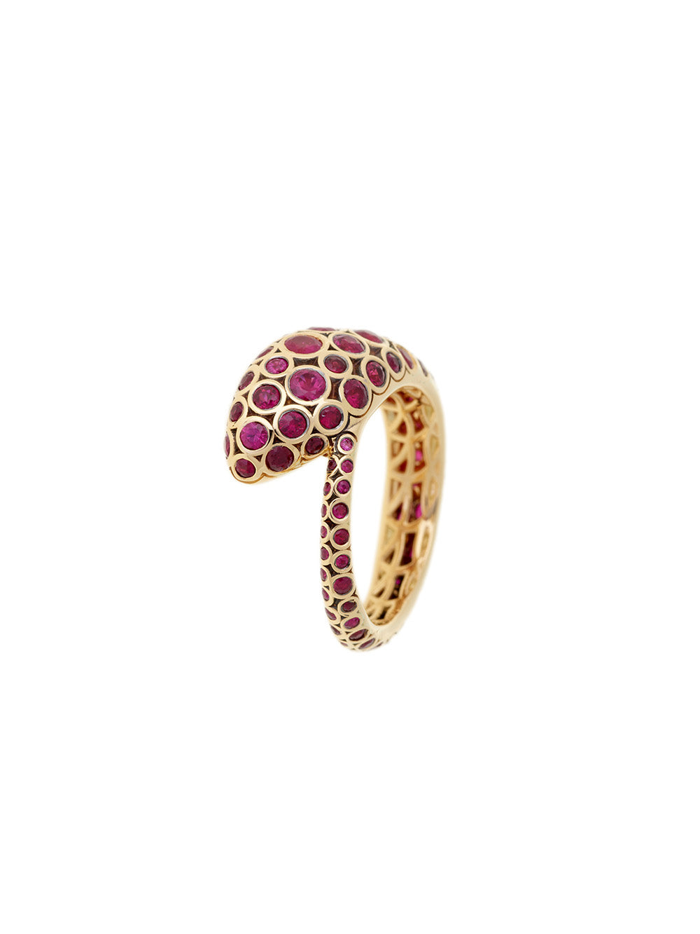 YELLOW GOLD AND RUBY BASILIK RING