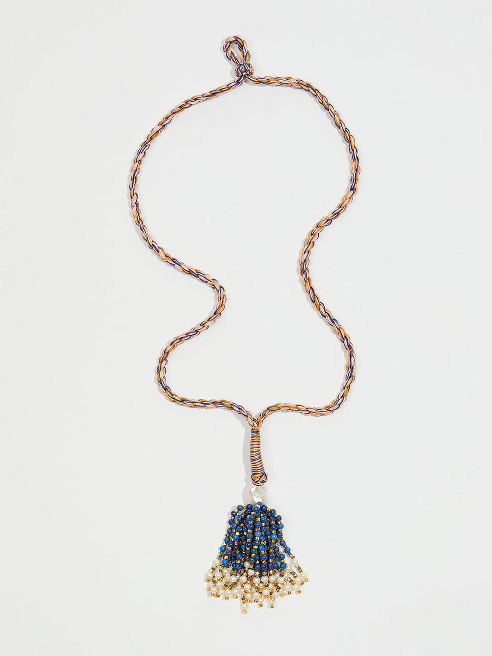 ORANGE LAPIS LAZULI POMPOM NECKLACE