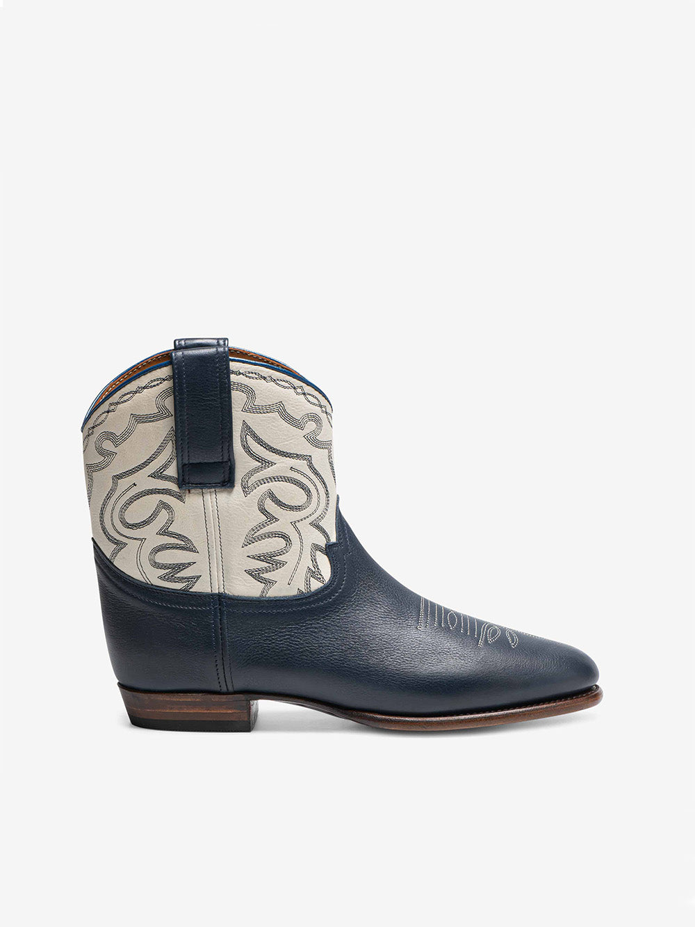 EARLY MIDNIGHT WANDER NAVY CREAM ANKLE BOOTS