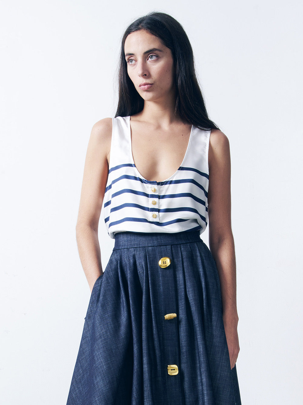TOP POPPY STRIPES NAVY