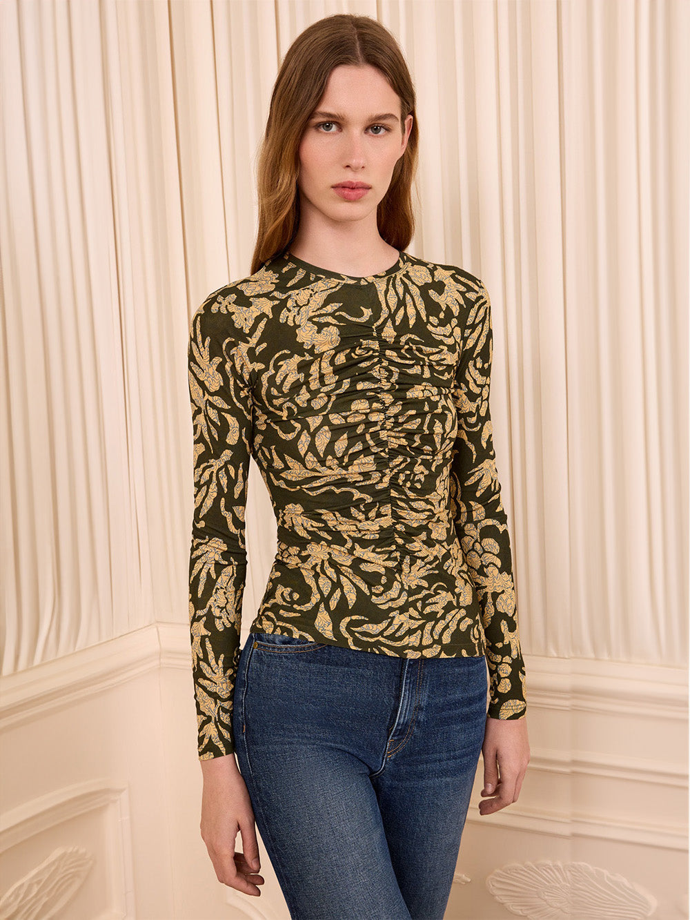 TOP ASHA KHAKI FLORAL
