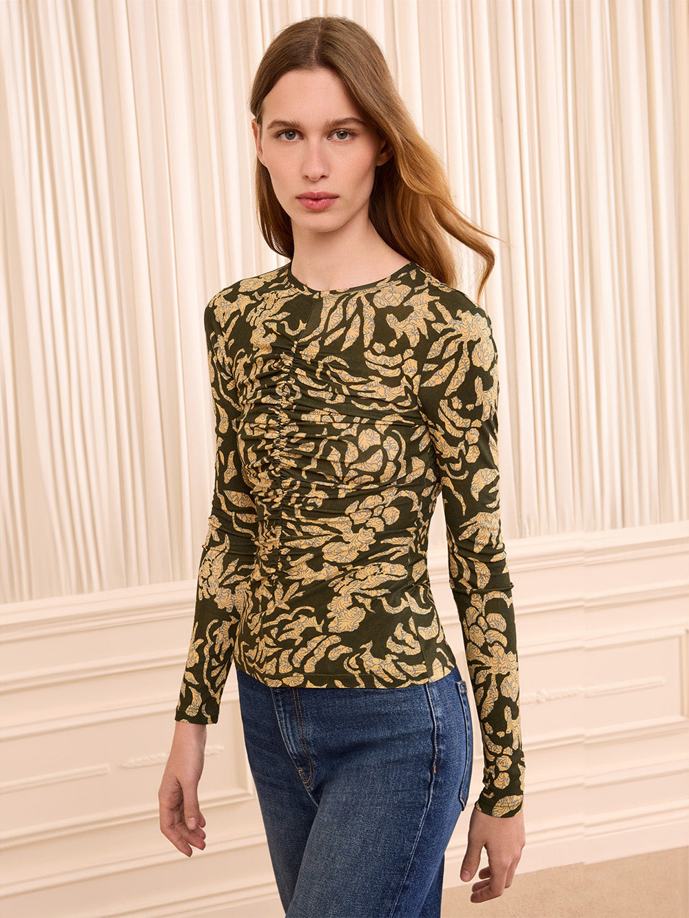TOP ASHA KHAKI FLORAL