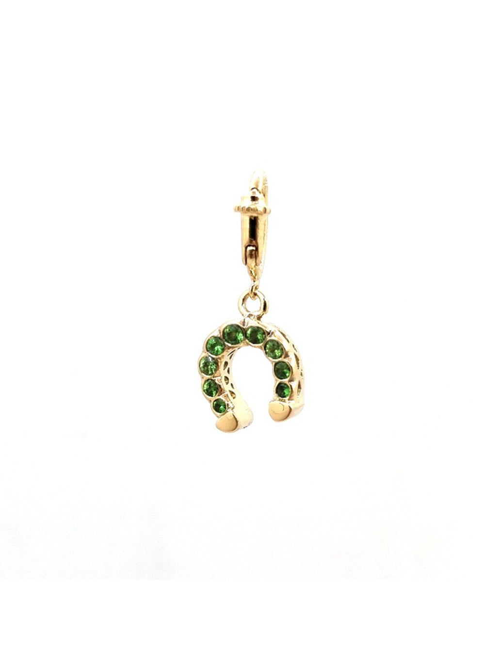 YELLOW GOLD AND TSAVORITES HORSESHOE CHARM 