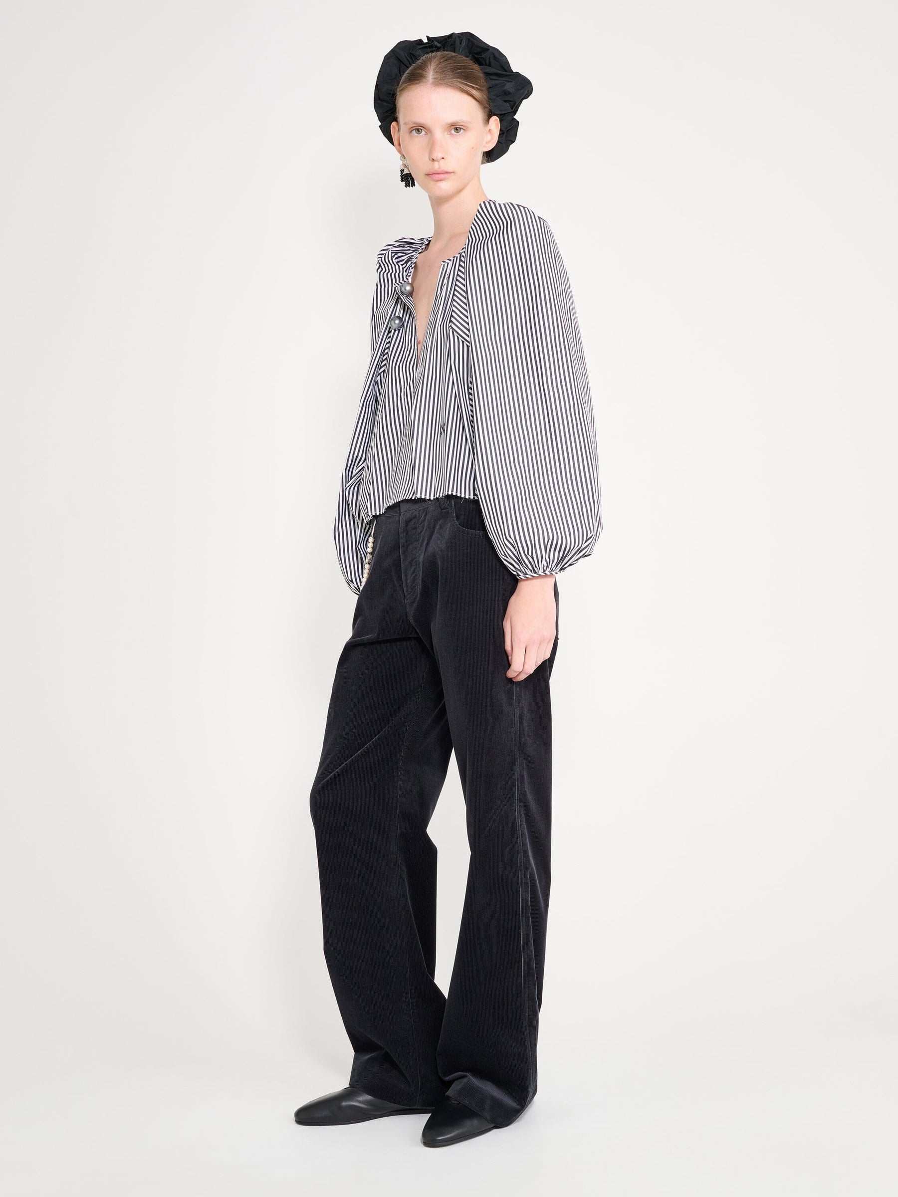 GRAND BAZAAR MINI BLACK STRIPED BLOUSE