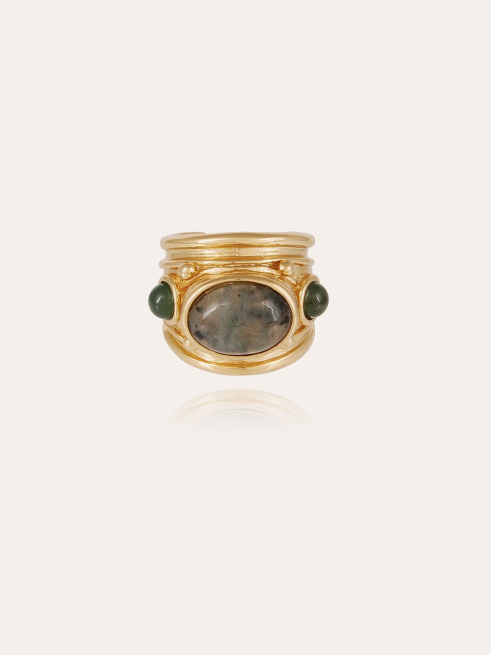 BAGUE SIMONE LABRADORITE & SERPENTINE