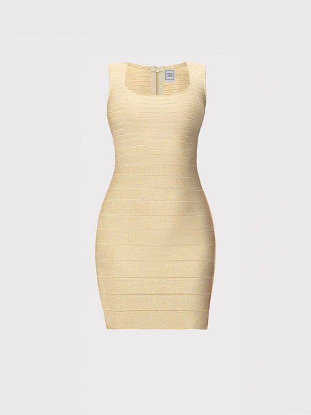 Mirabel Metallic Gold Dress - Dress - Herve Leger - Vêtements femme