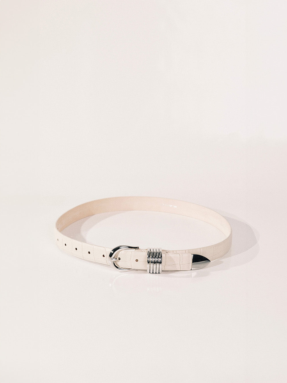 CEINTURE HOLLYHOCK SILVER IVORY ALLIGATOR