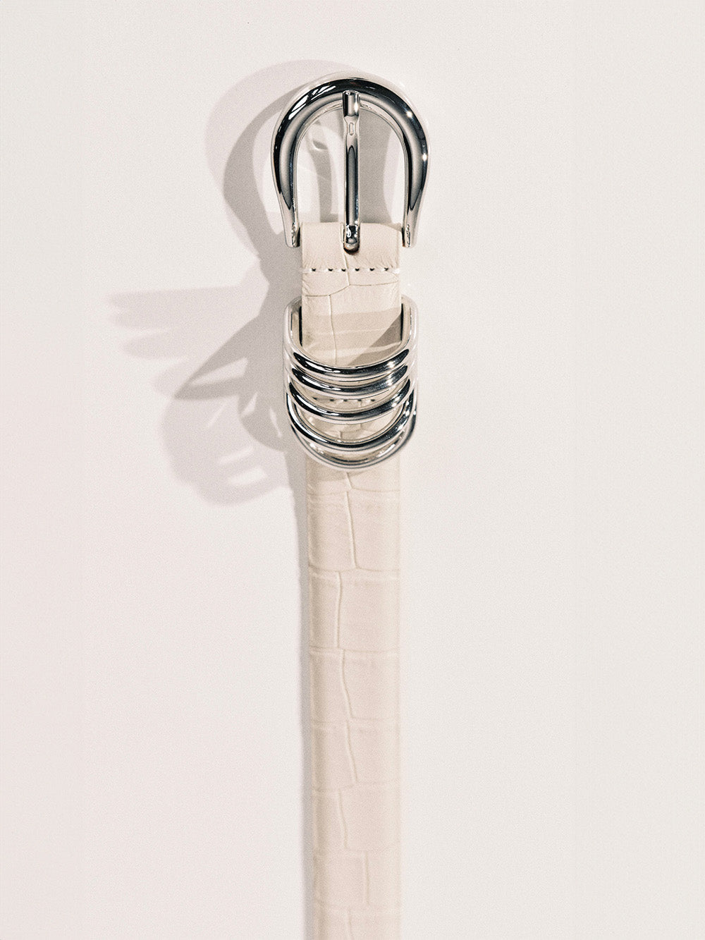 CEINTURE HOLLYHOCK SILVER IVORY ALLIGATOR