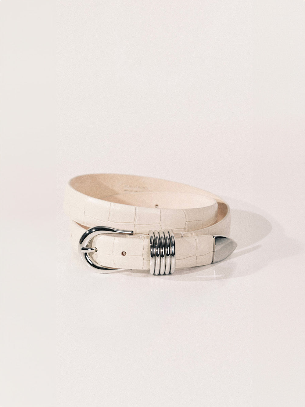 CEINTURE HOLLYHOCK SILVER IVORY ALLIGATOR