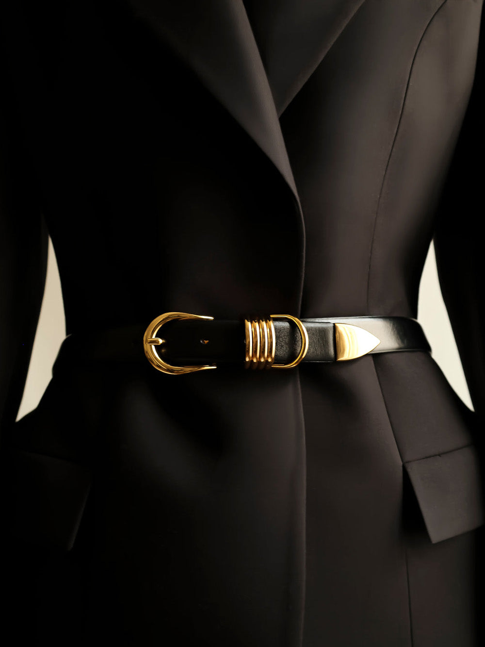 black and gold dress belt Violet Belt - Black Italian Leather