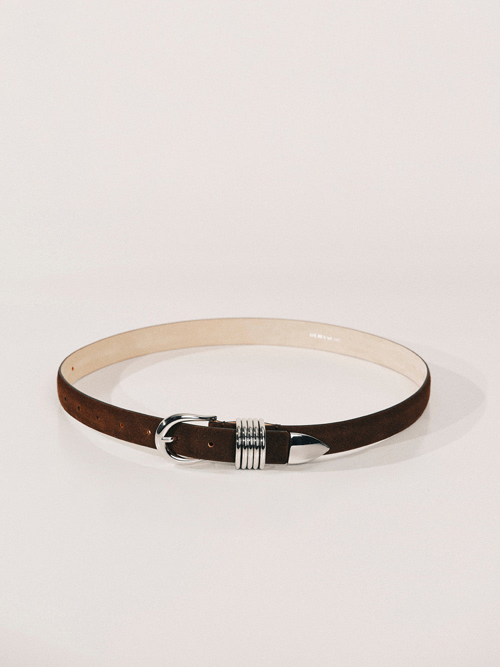 CEINTURE HOLLYHOCK ARGENT SUEDE CHOCOLAT