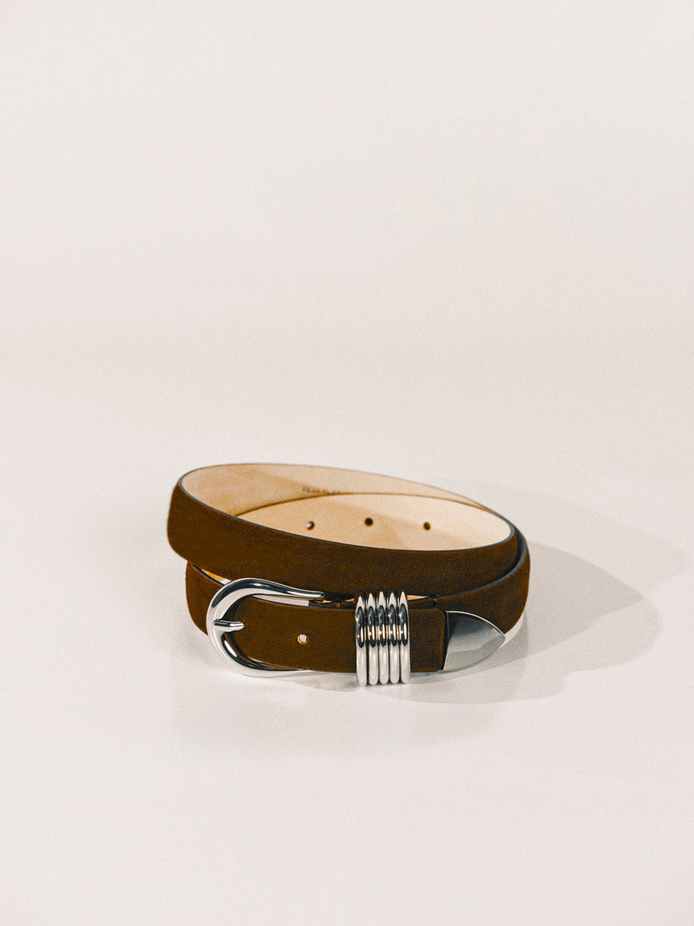 CEINTURE HOLLYHOCK ARGENT SUEDE CHOCOLAT