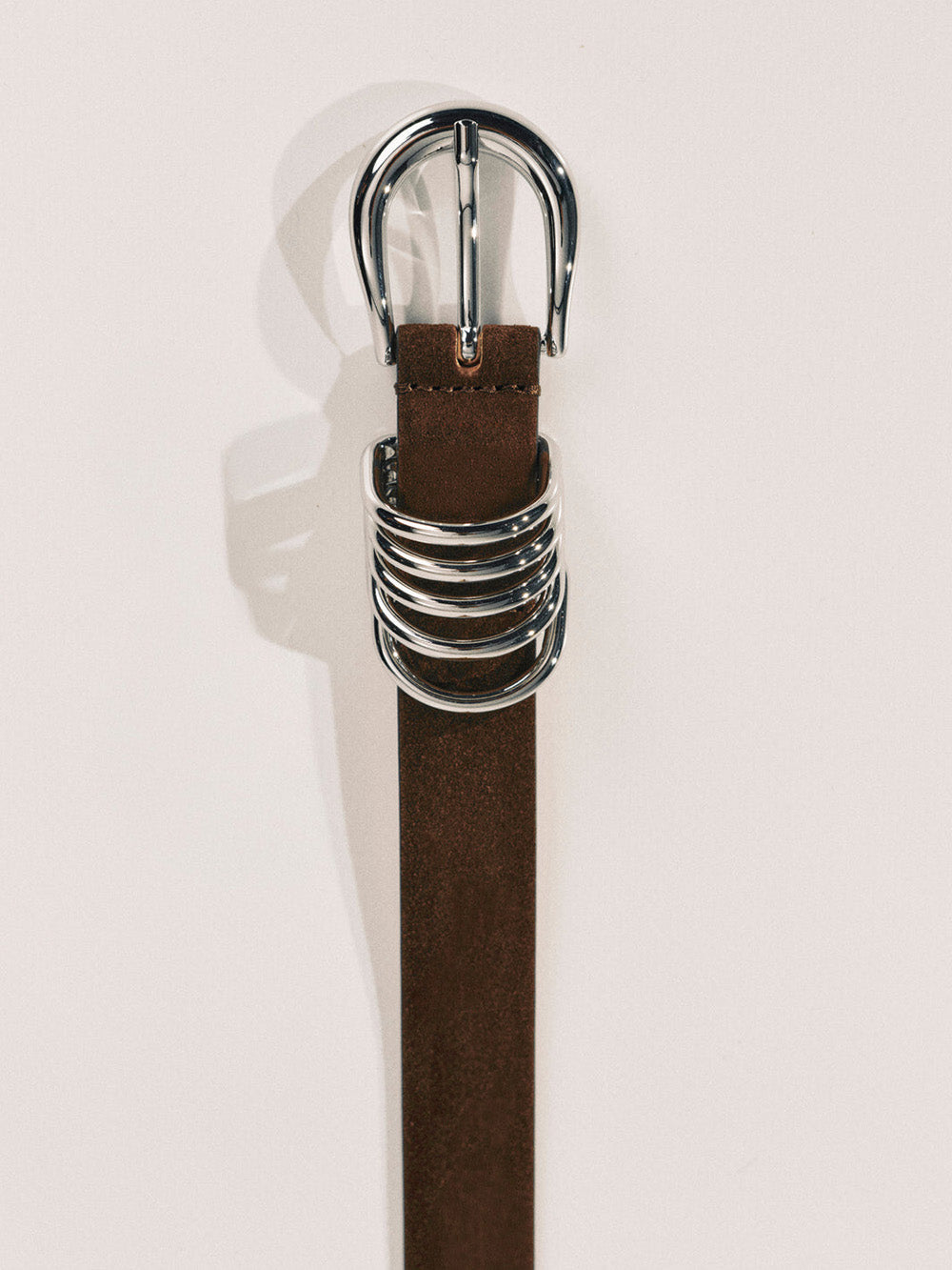 CEINTURE HOLLYHOCK ARGENT SUEDE CHOCOLAT