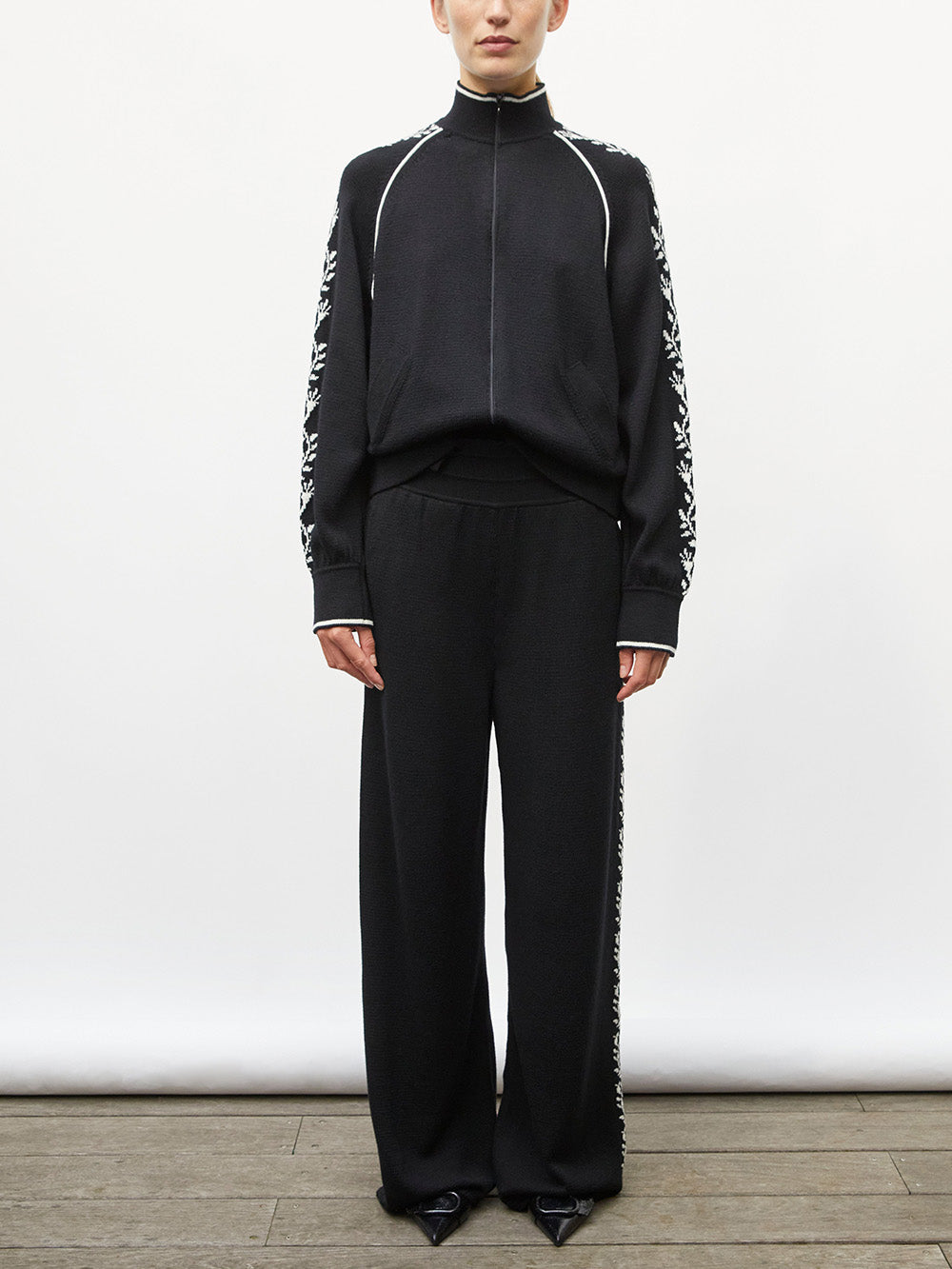 VESTE ÉBÈNE MAILLE FLORALE